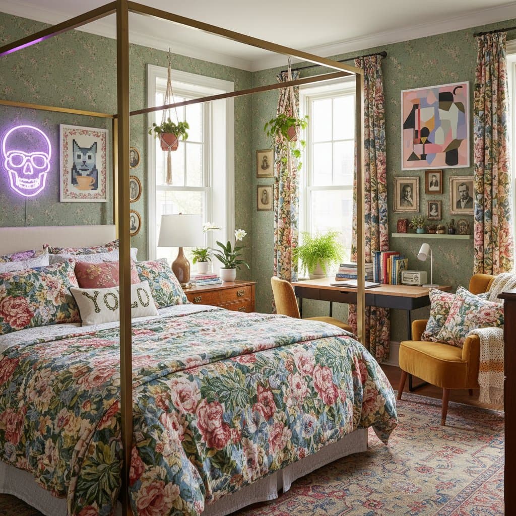 Featured image for Gen Z Mixes Chintz With Irony in Bedroom Revival