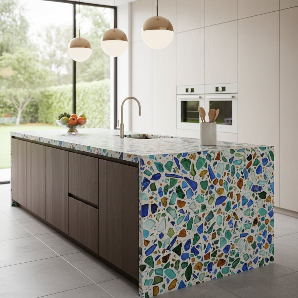 Featured image for Recycled Glass Terrazzo Turns Kitchen Waste Into Art