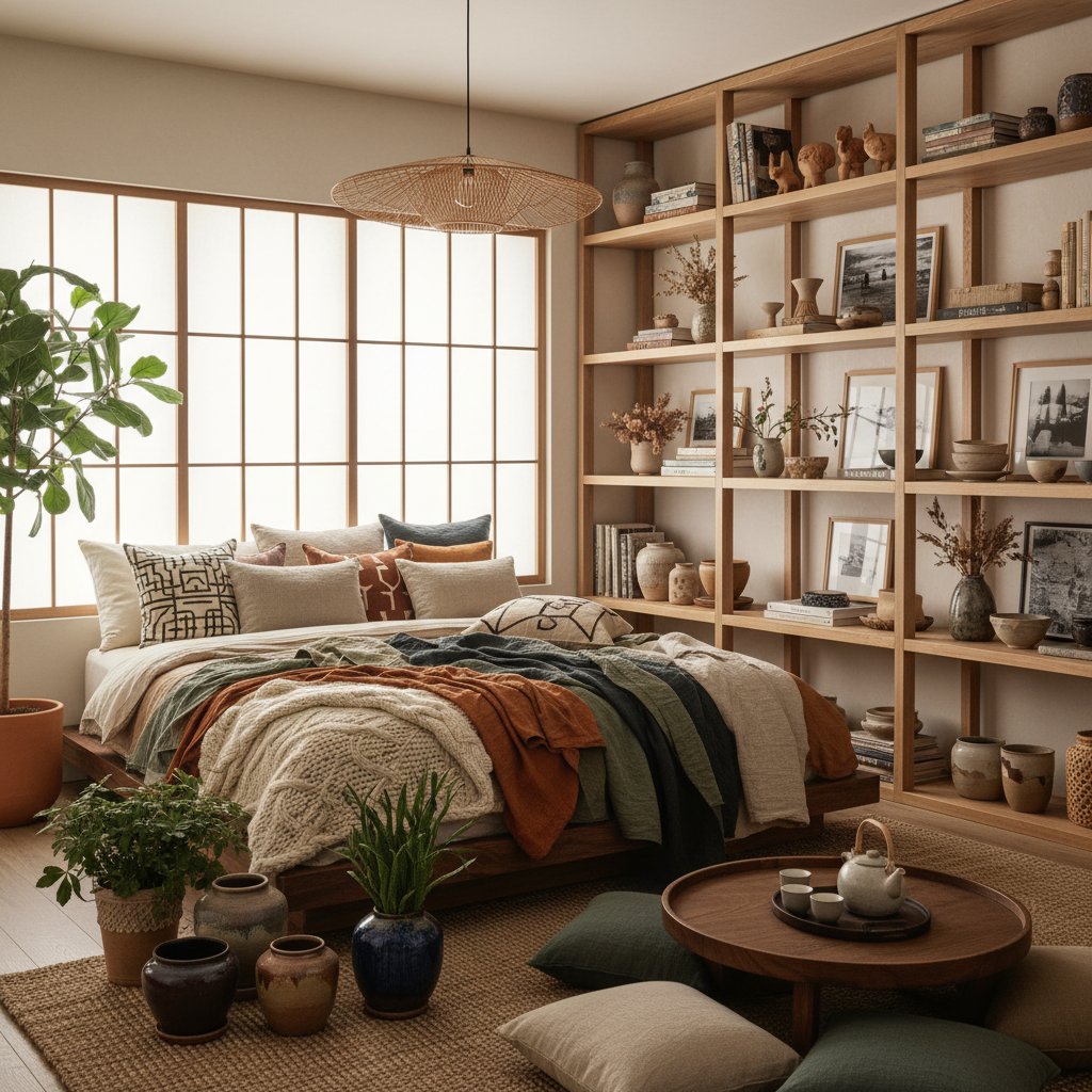 Featured image for Japandi Maximalism Blends Calm with Cozy Clutter