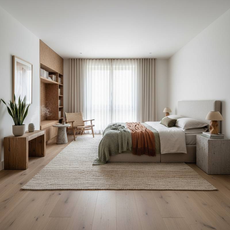 Featured image for Natural Floors Create Calmer Bedrooms Through Grounding