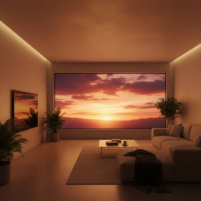 Featured image for LED Windows Bring Sunset Glow to Windowless Rooms