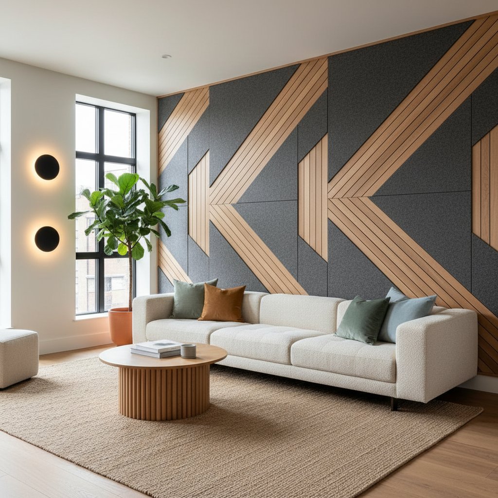 Featured image for Acoustic Panels Soften Sound While Adding Living Room Warmth