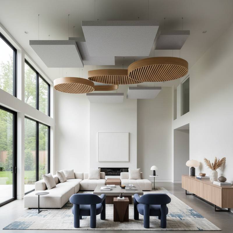 Featured image for Ceiling Clouds: The Viral Fix for Noisy Living Rooms